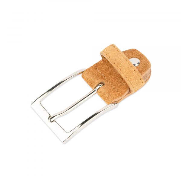 replacement belt buckle 35 mm camel suede silver 1