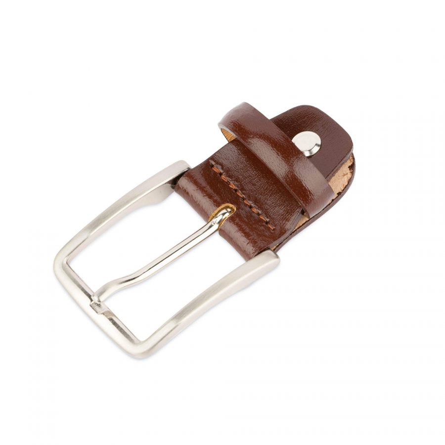 replacement belt buckle 35 mm cognac brown silver 1
