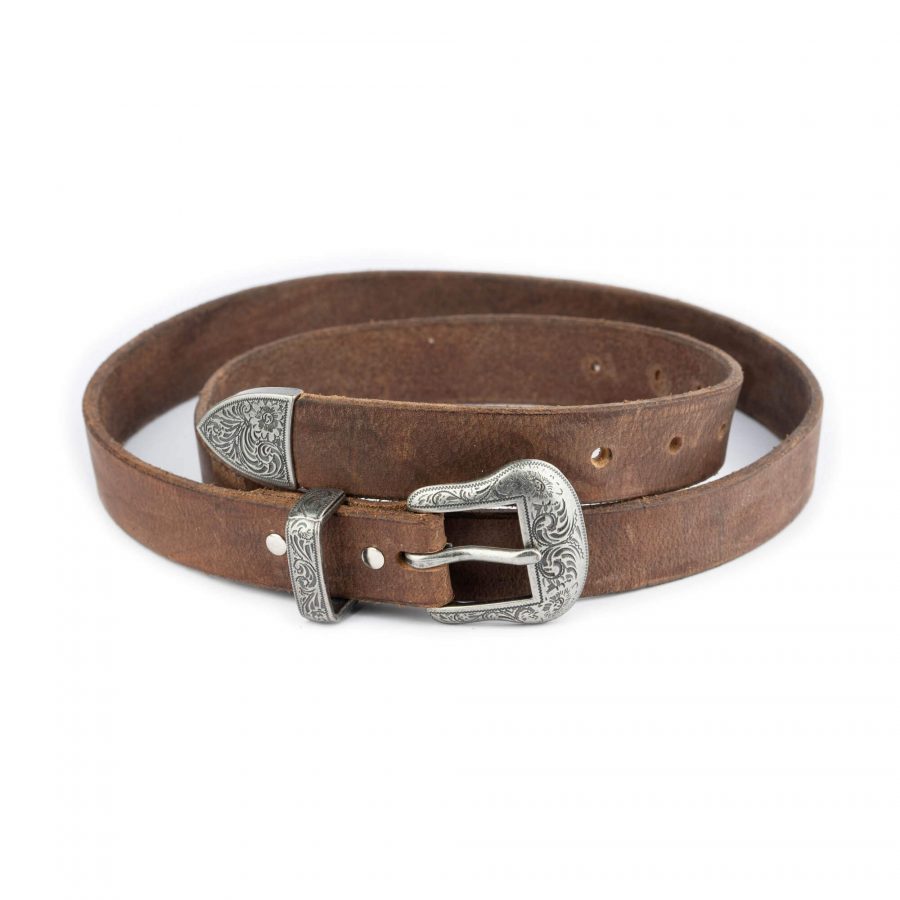 tan leather western belt with silver buckle 1 sz28 50 usd65