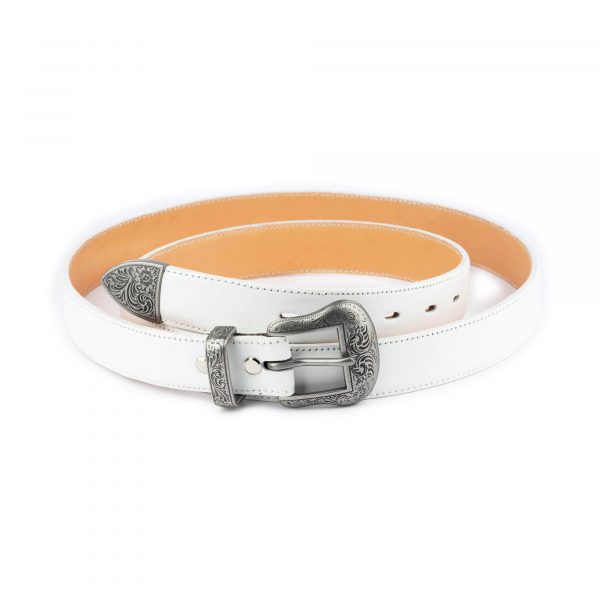 white western belt with silver antique buckle 1