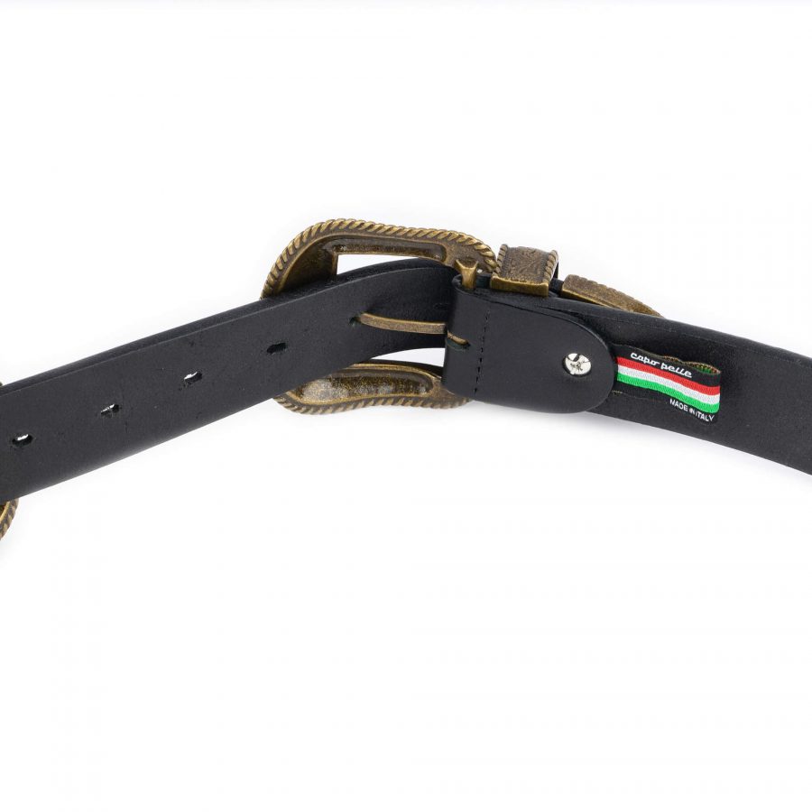western double buckle belt black and bronze 6