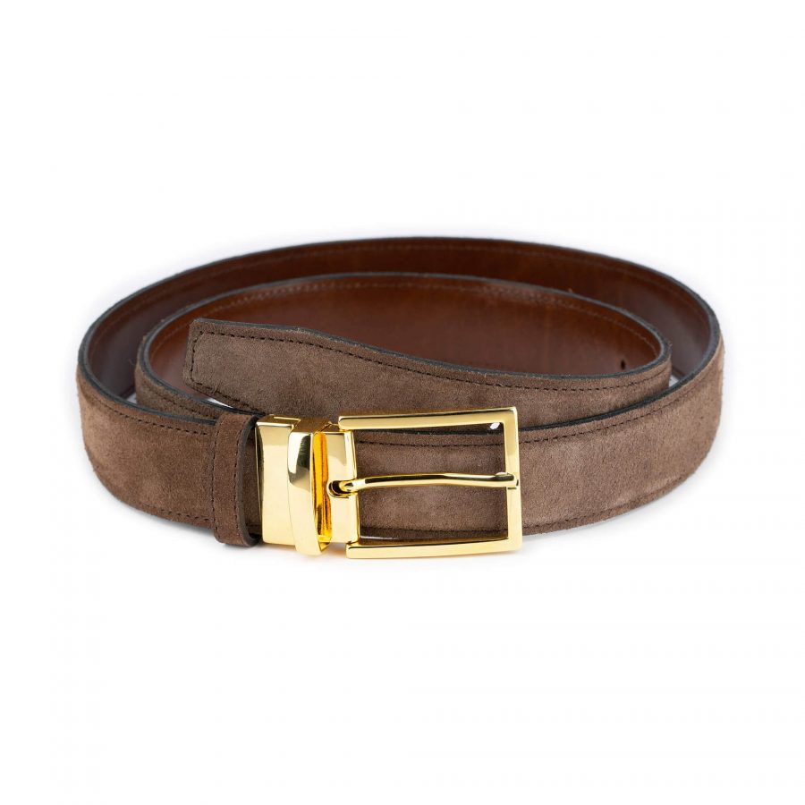 mens taupe brown belt with gold buckle reversible 1 28 36 usd85