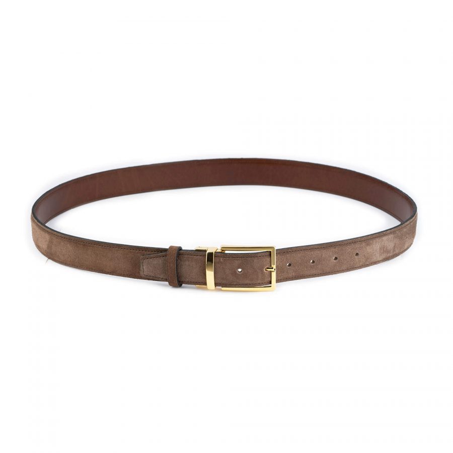 mens taupe brown belt with gold buckle reversible 6