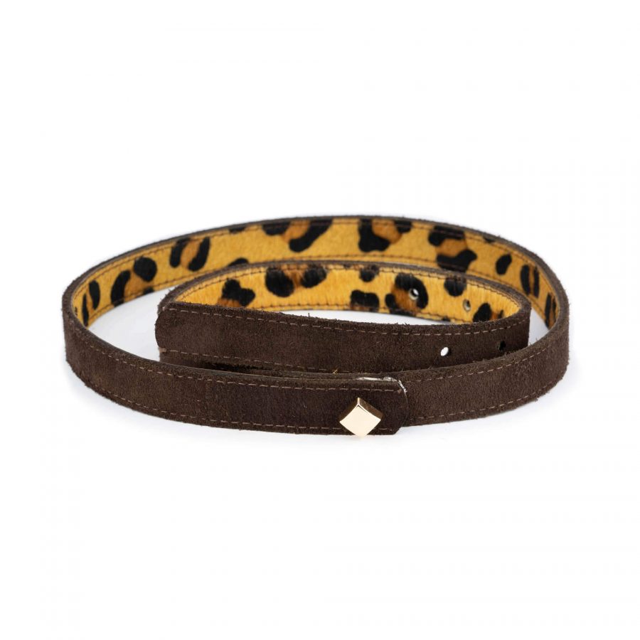 leopard calf hair belt womens reversible 2