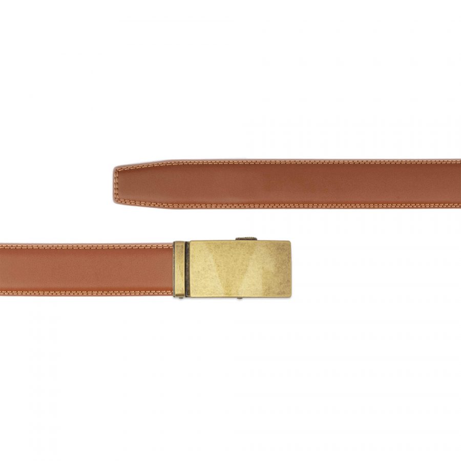 ratchet vegan belt brown with antiqiue gold buckle