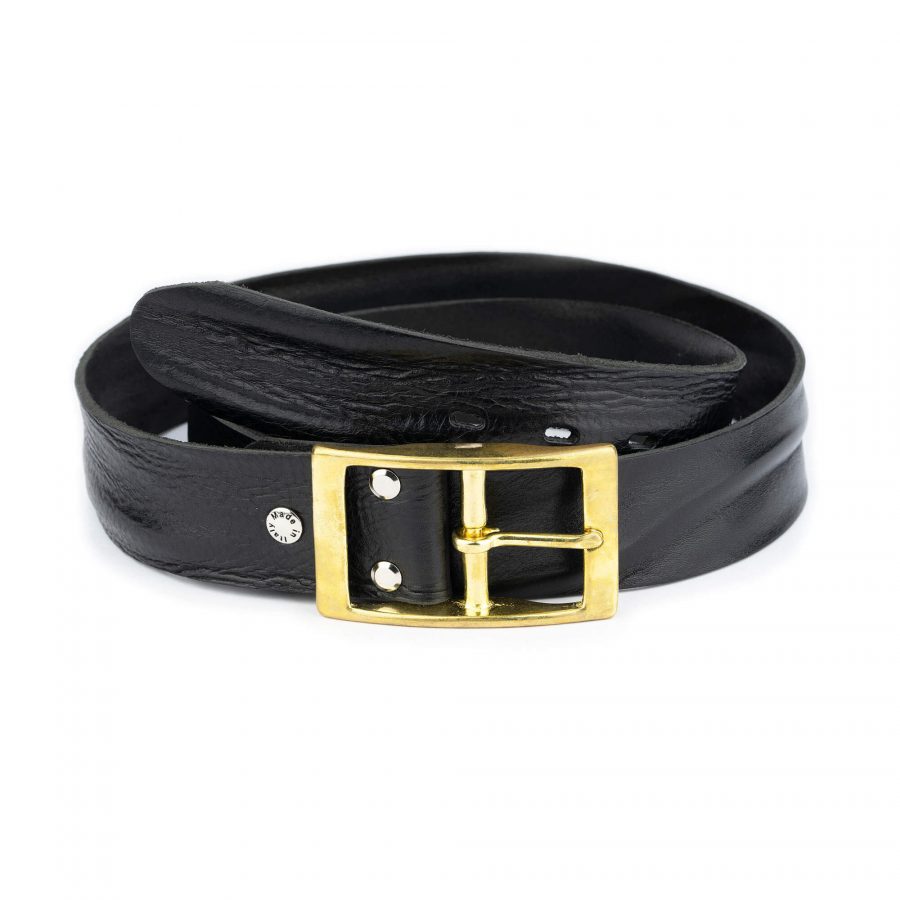 thick black jeans belt with brass buckle 1 28 42 usd65