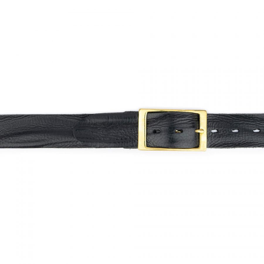thick black jeans belt with brass buckle 2