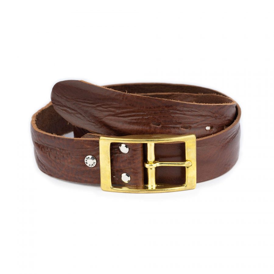 thick brown jeans belt with brass buckle 1 28 42 usd65