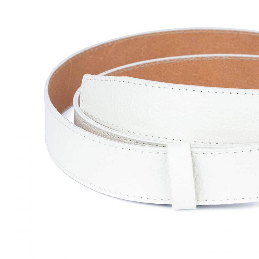 White Leather Ratchet Belt Strap 35 Mm 001