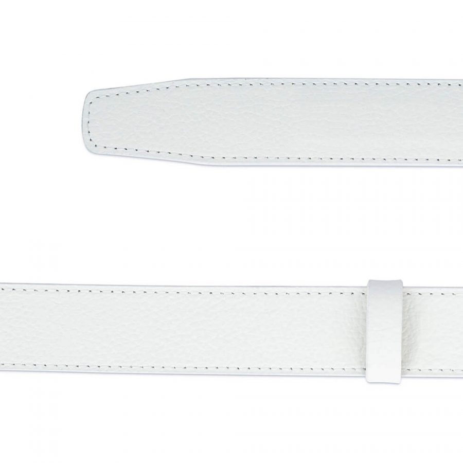 White Leather Ratchet Belt Strap 35 Mm 003