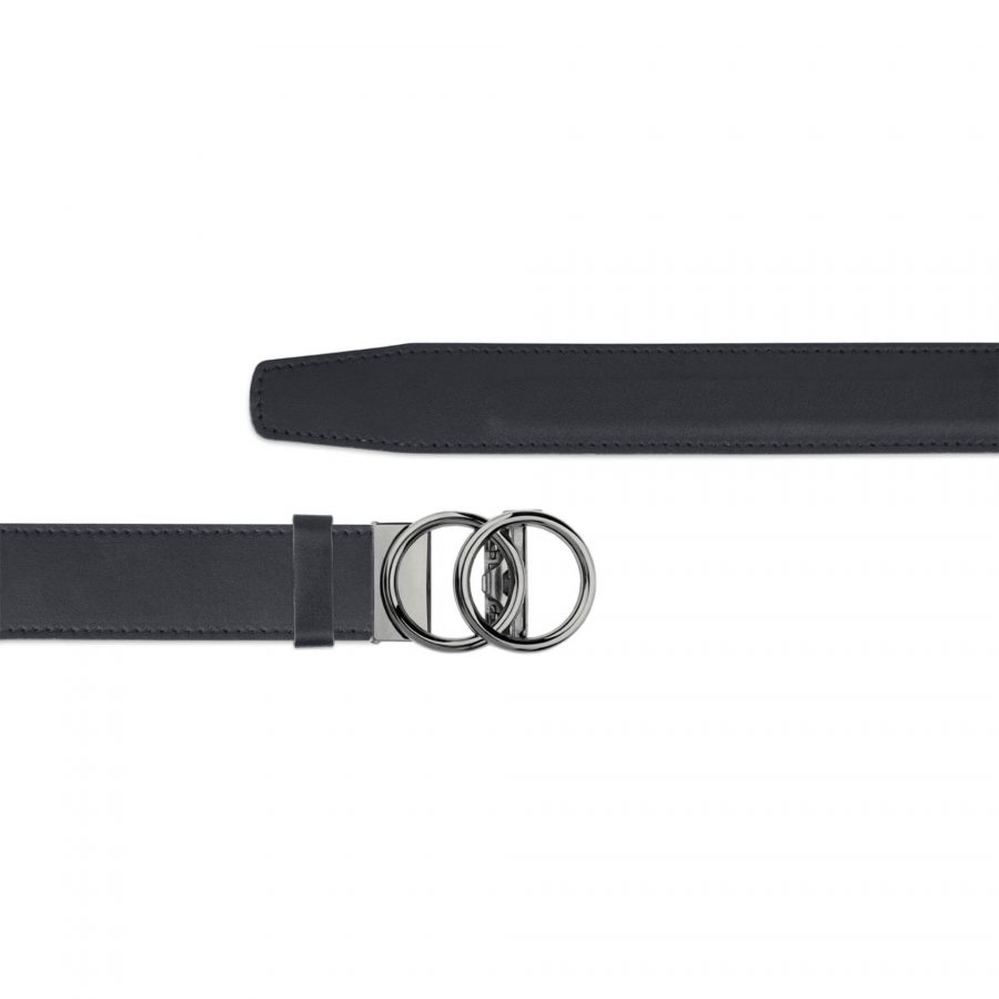 black racthet belt with gray two circle buckle