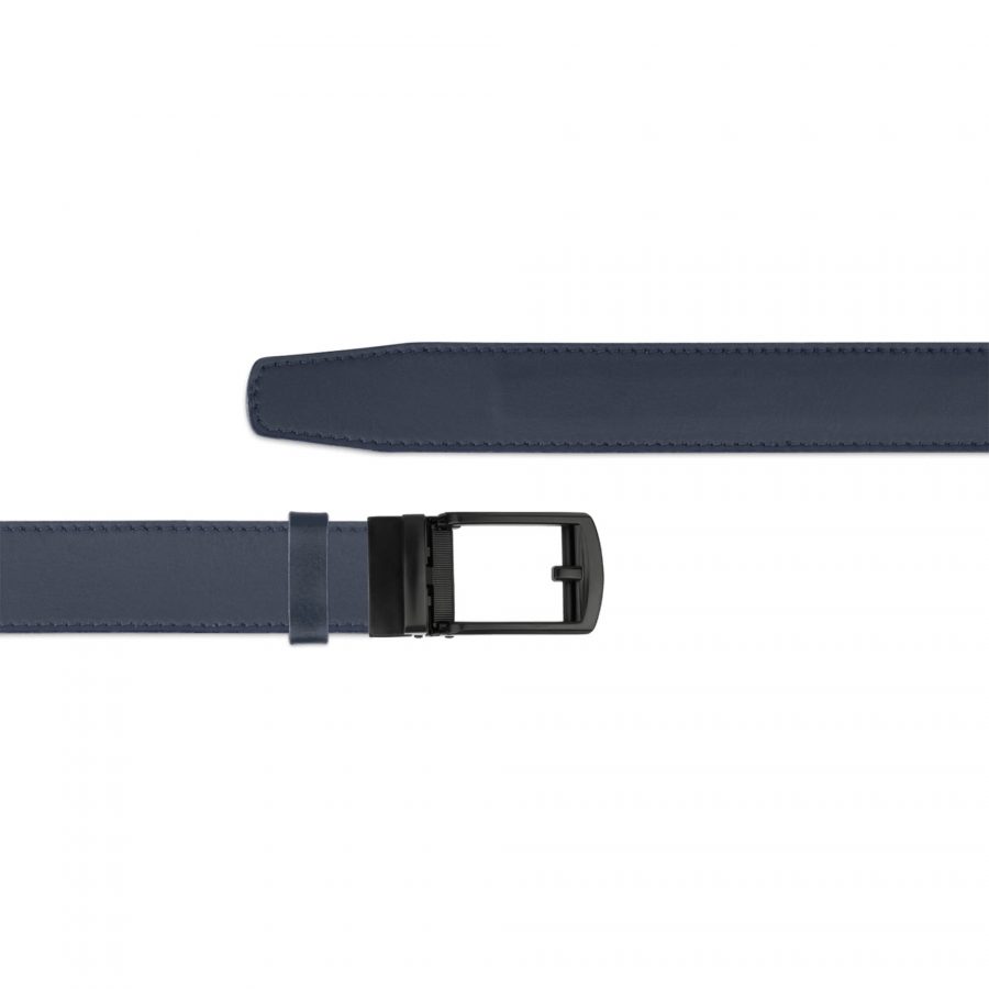blue mens ratchet belt with black classic buckle copy