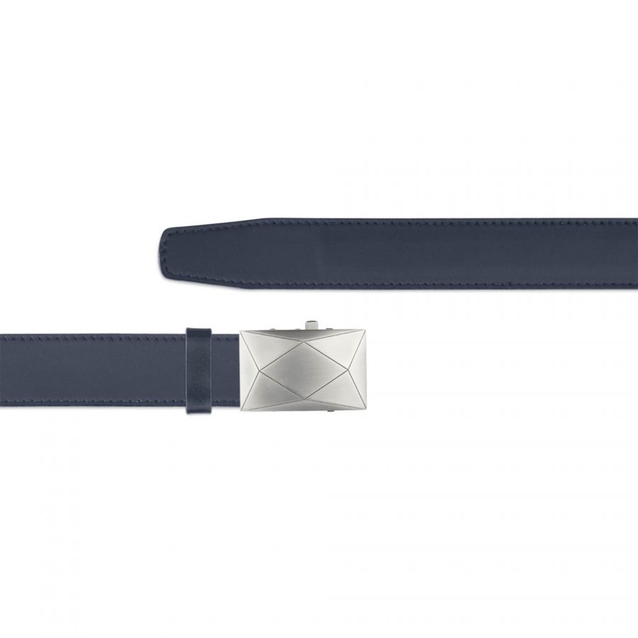 blue mens ratchet belt with gray luxury buckle copy