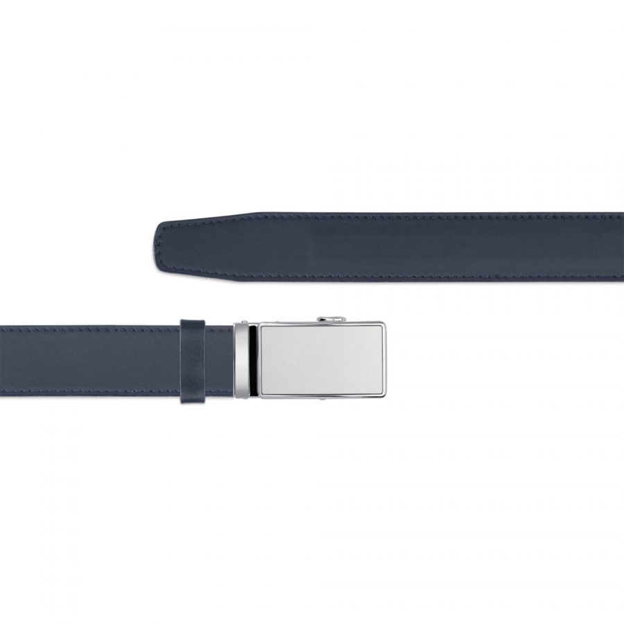blue mens ratchet belt with white grey buckle copy