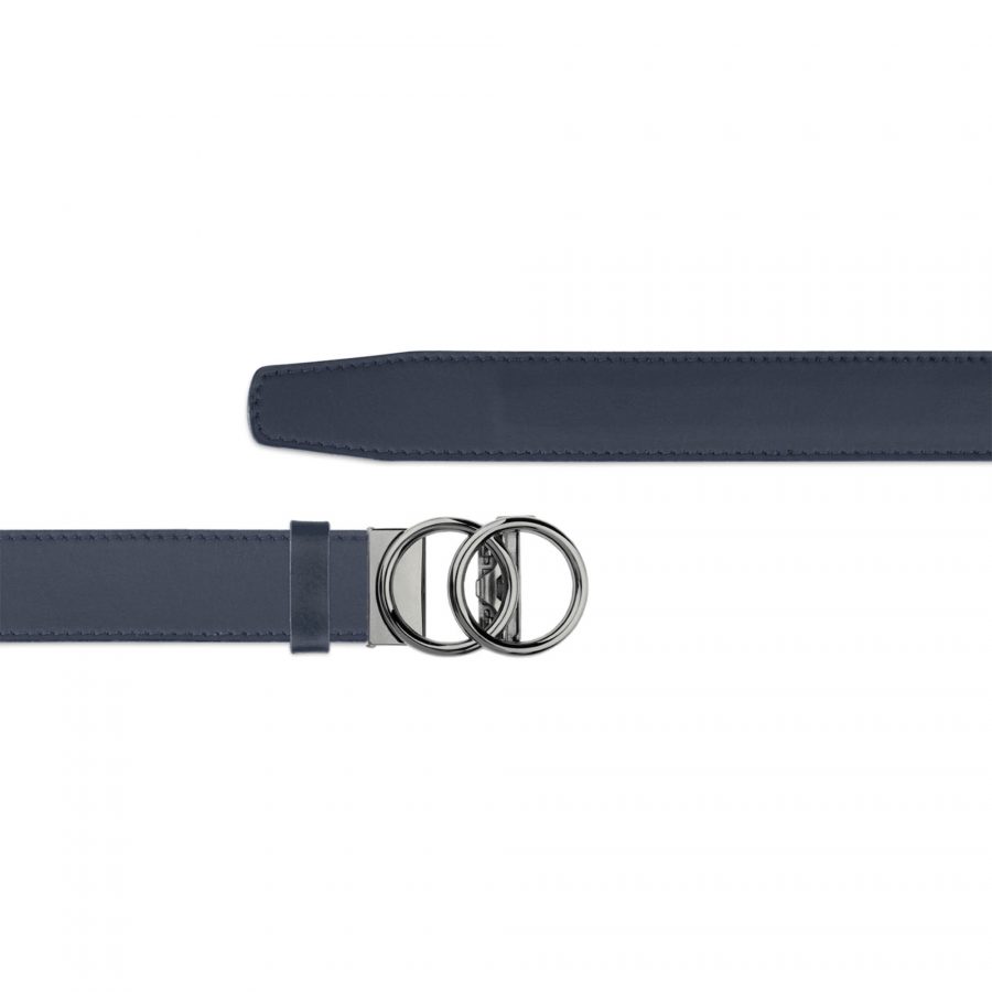 blue ratchet belt with gray two circle buckle copy