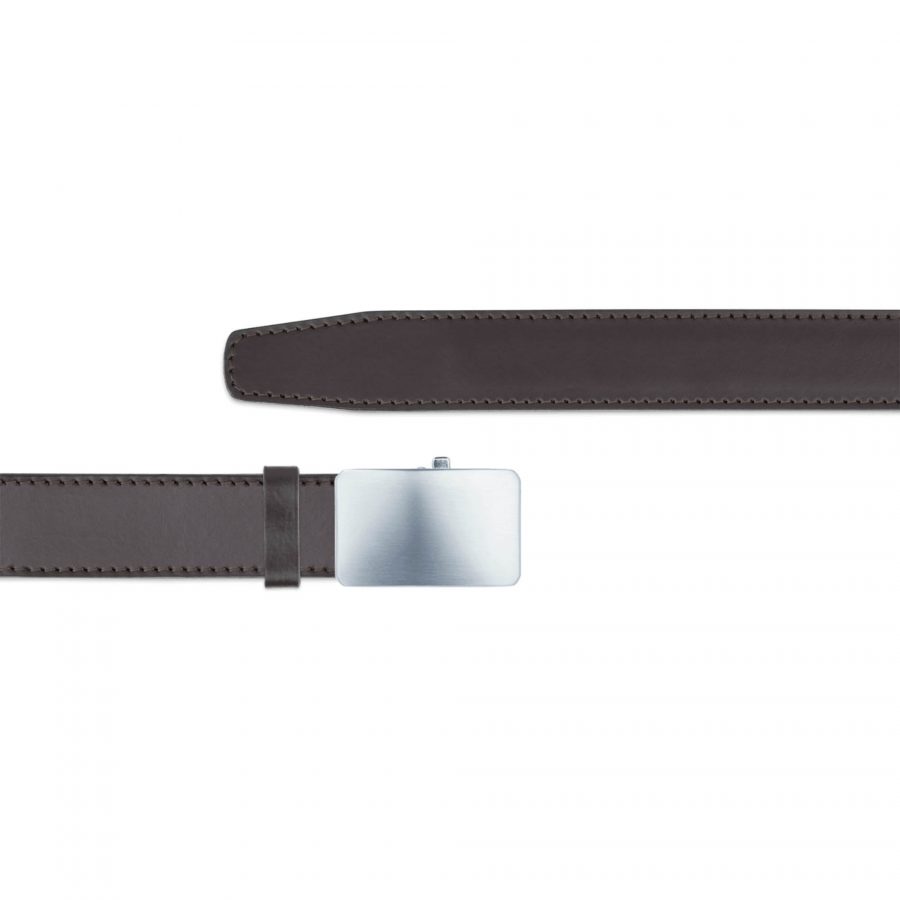 brown ratchet belt with heavy silver buckle copy