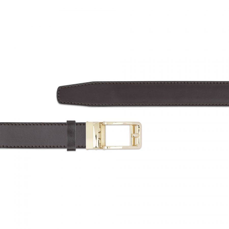 brown ratchet mens belt with classic gold buckle copy