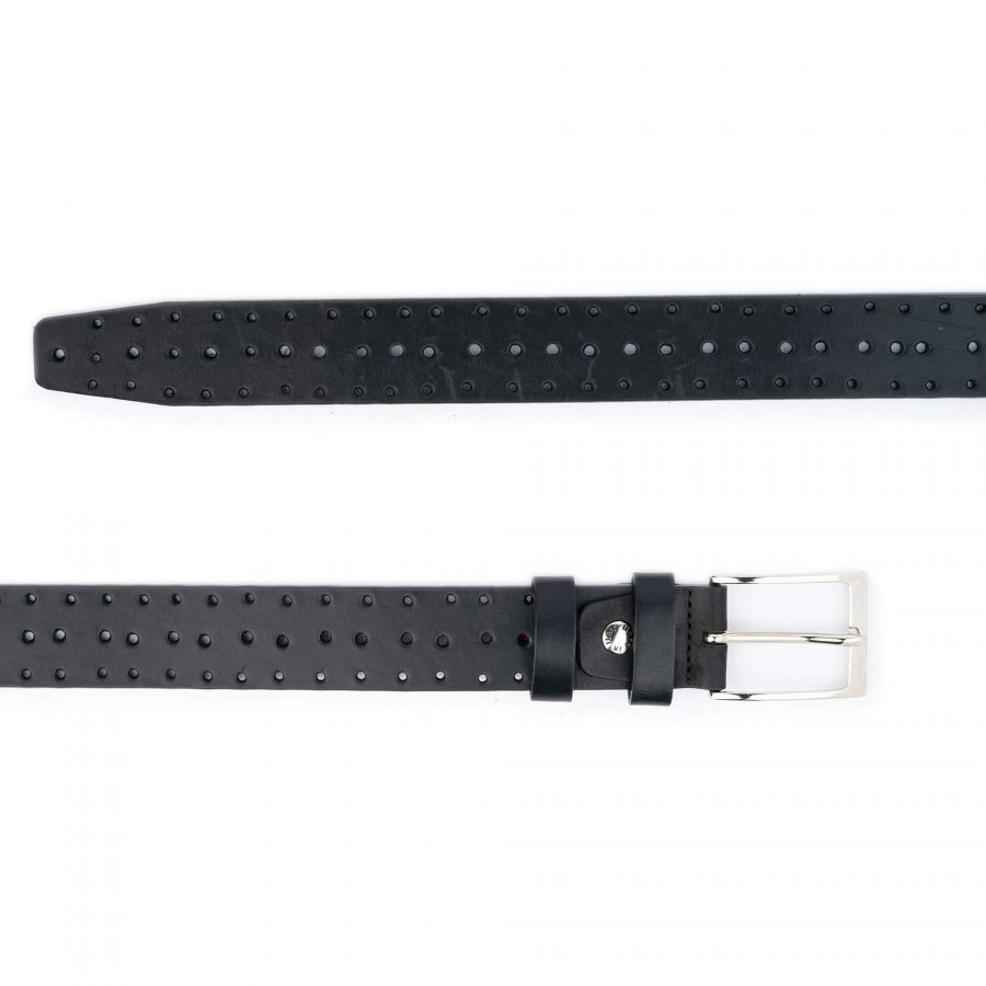 christmas gifts for men black perforated leather belt 2