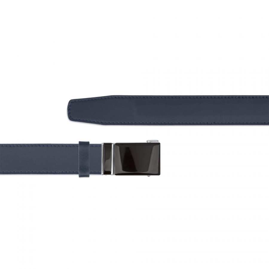 dark blue mens ratchet belt with brown buckle copy