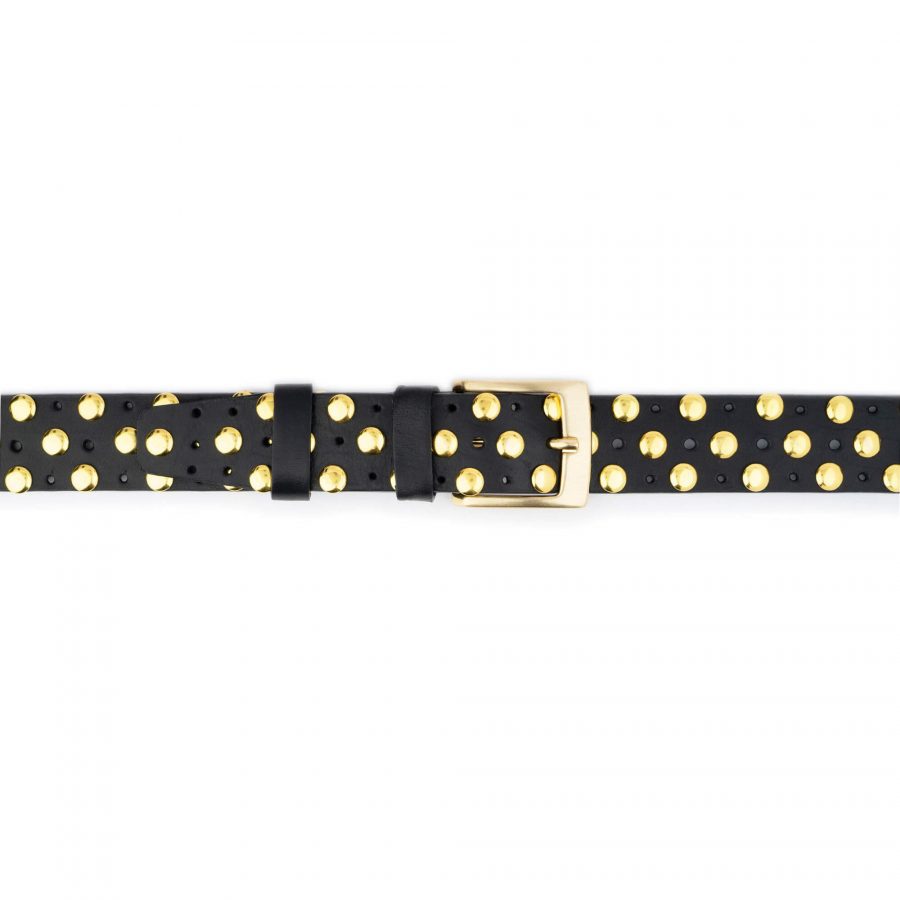gold studded belt black full grain leather 5