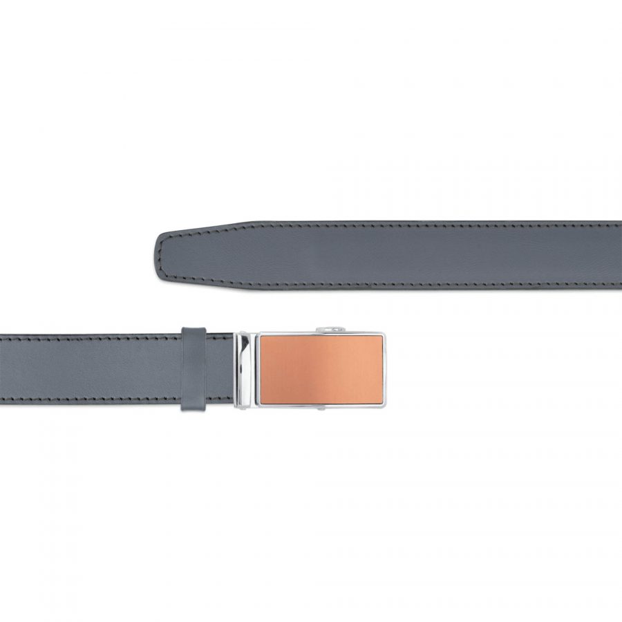gray mens ratchet belt with copper front buckle copy