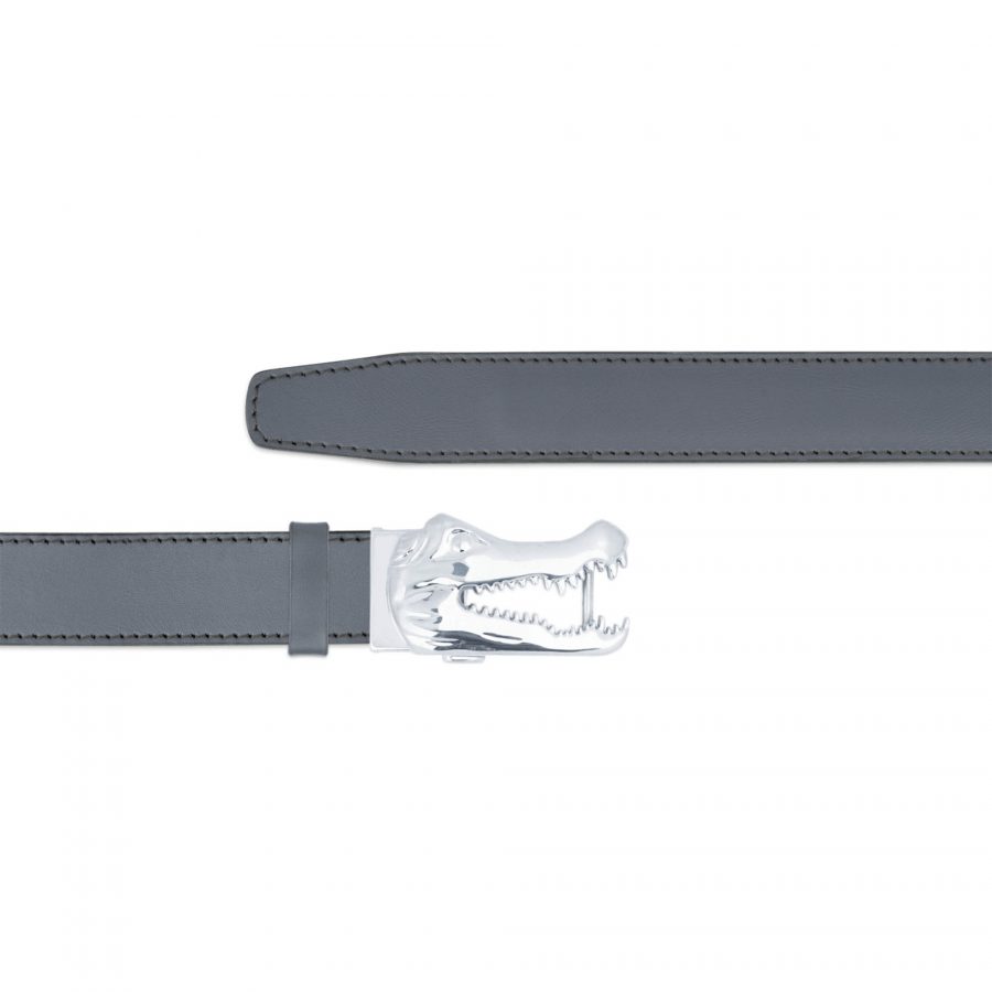 gray mens ratchet belt with crocodile head buckle copy