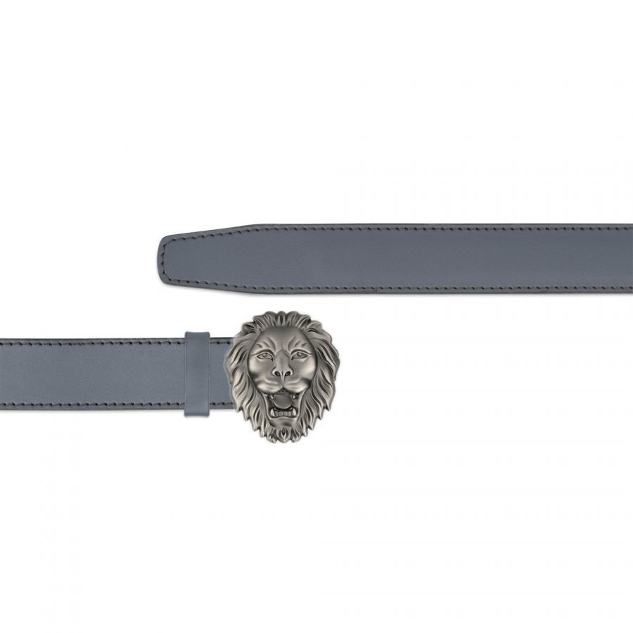 gray mens ratchet belt with lion head buckle copy