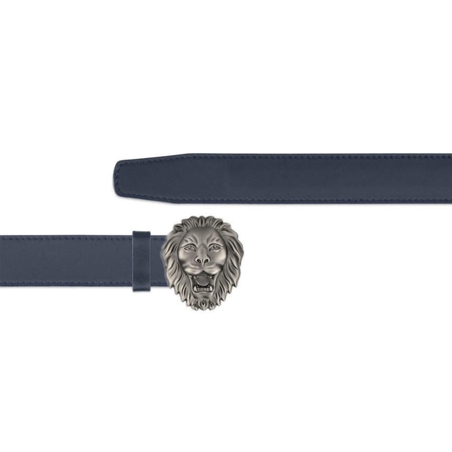 navy mens ratchet belt with lion head buckle copy