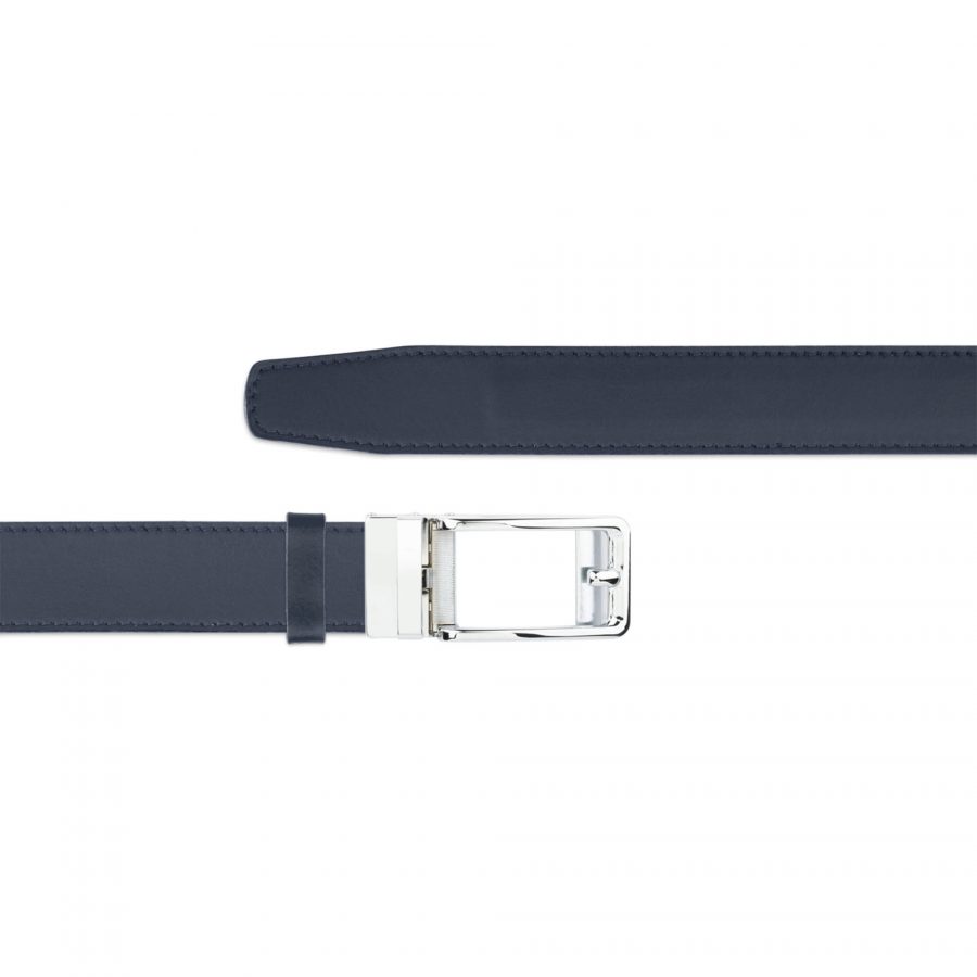 navy mens ratchet belt with silver classic buckle copy