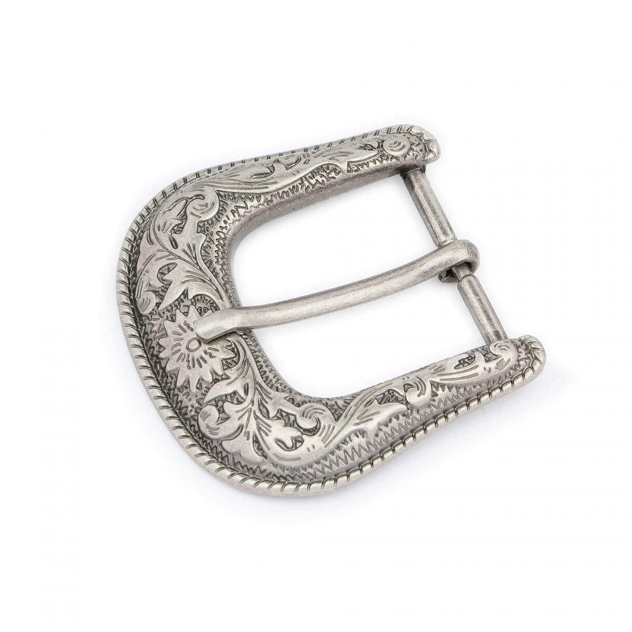 replacement silver cowboy buckle for leather belts 40 mm 1