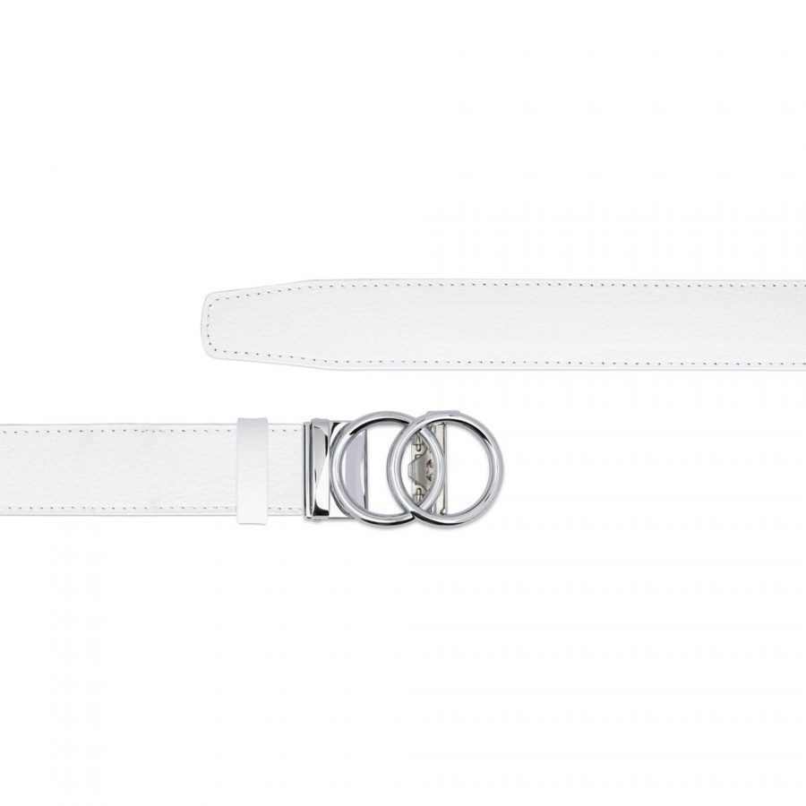 white ratchet belt with silver circles buckle copy