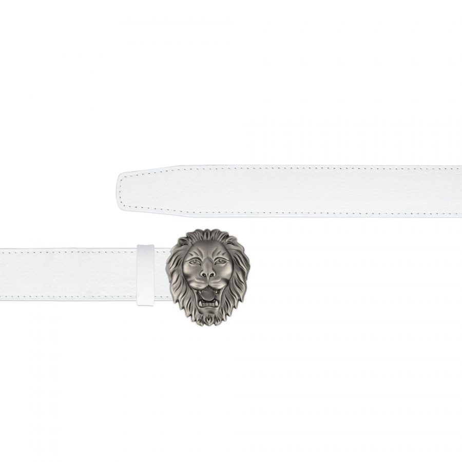 white ratchet mens belt with lion head buckle copy