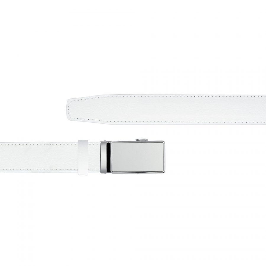 white ratchet mens belt with plaque buckle copy