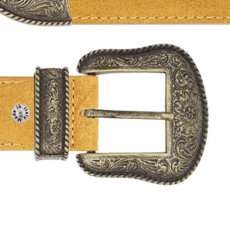 Camel suede cowboy western belt with antique gold buckle copy