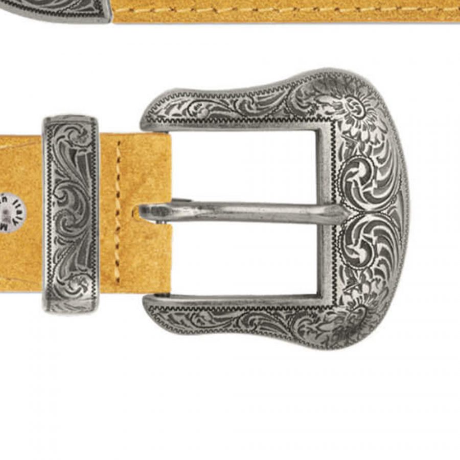 Camel suede ranger western belt with silver buckle copy