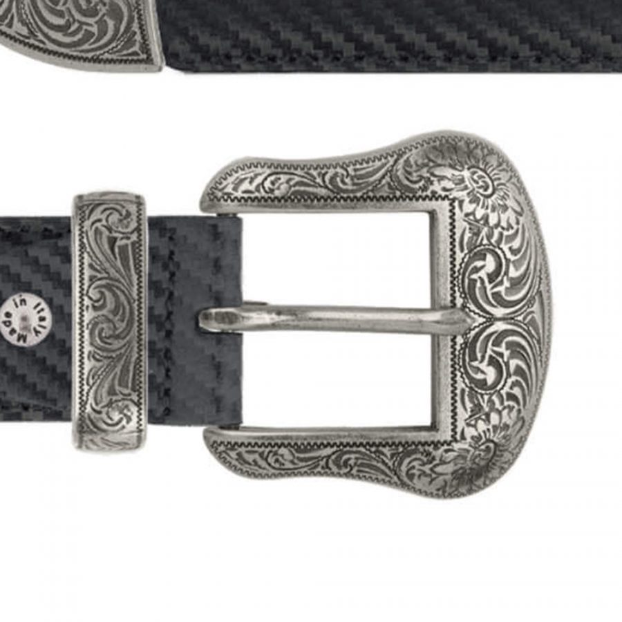 Carbon print western leather belt with metal buckle copy