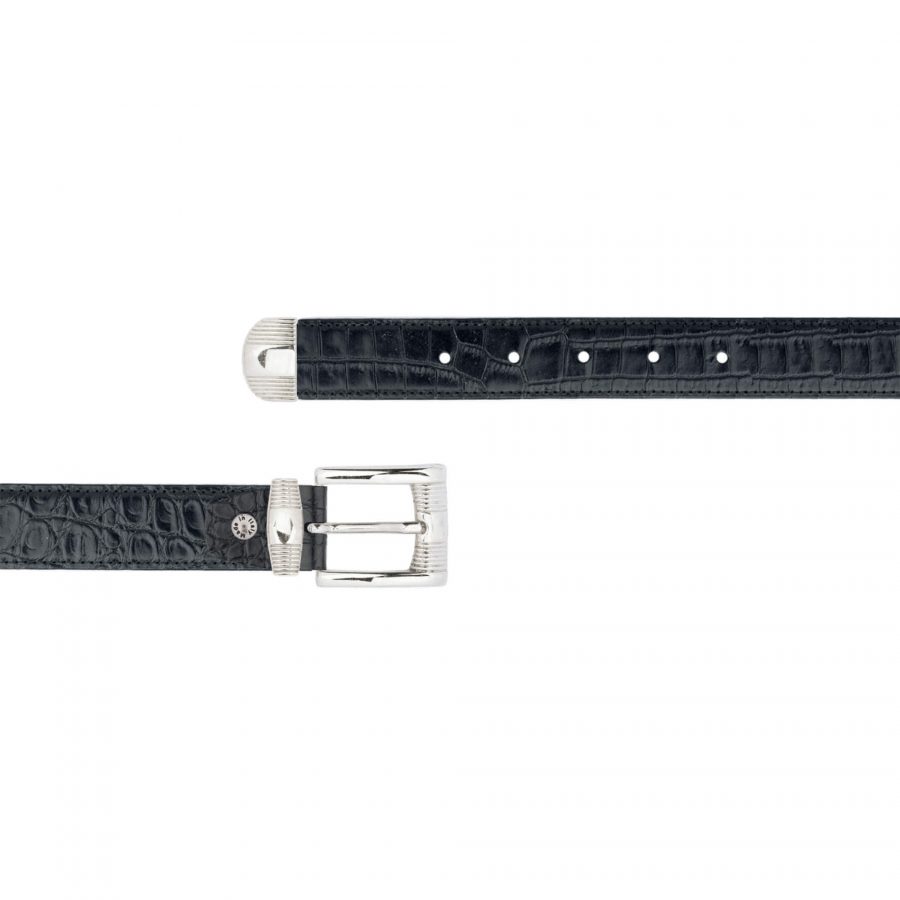 Croco emboss belt with metal tip