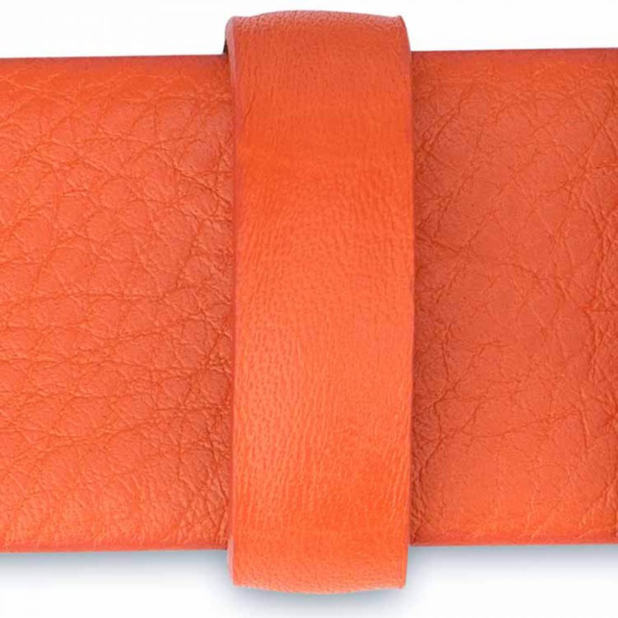 Orange Belt Without Buckle Soft Leather Strap 1 3 8 inch Loops