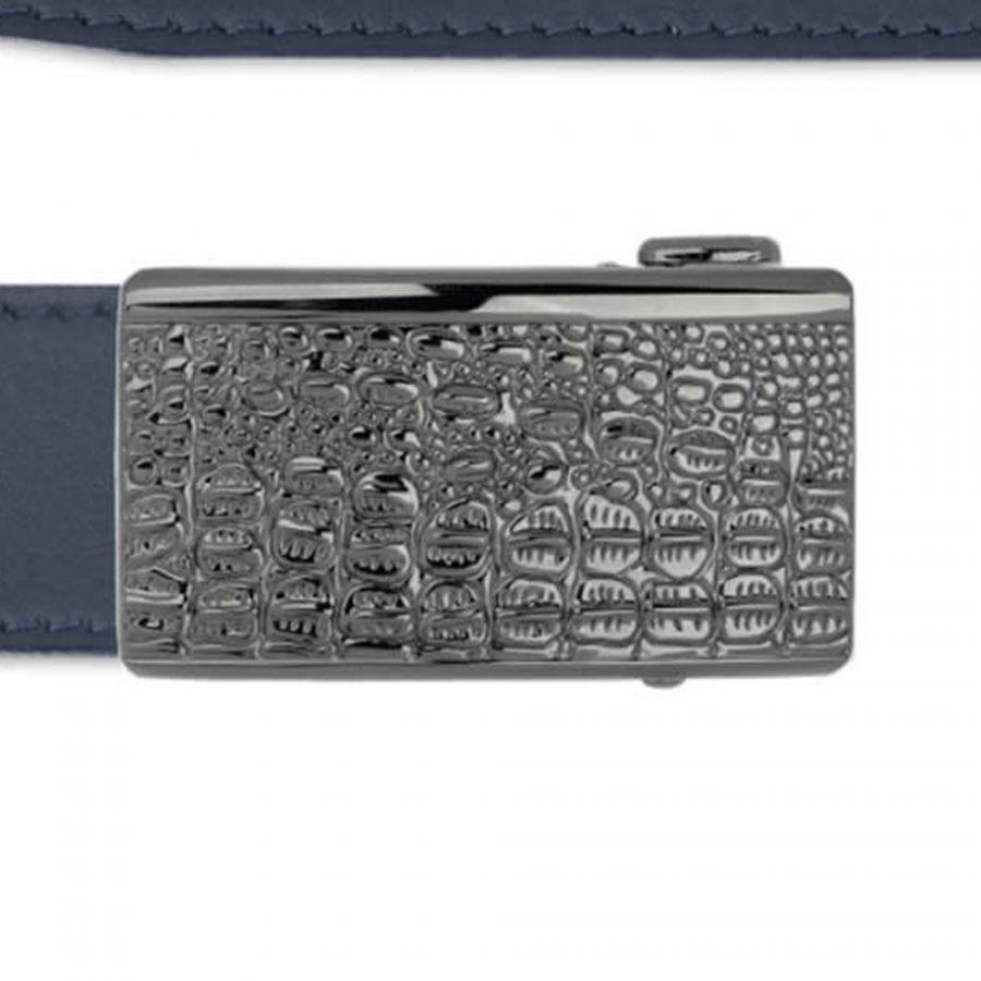 blue automatic buckle belt with croco pattern buckle copy