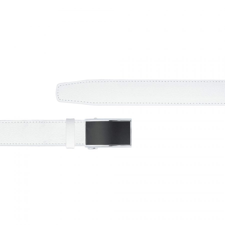 clickit mens white leather belt with black buckle 1