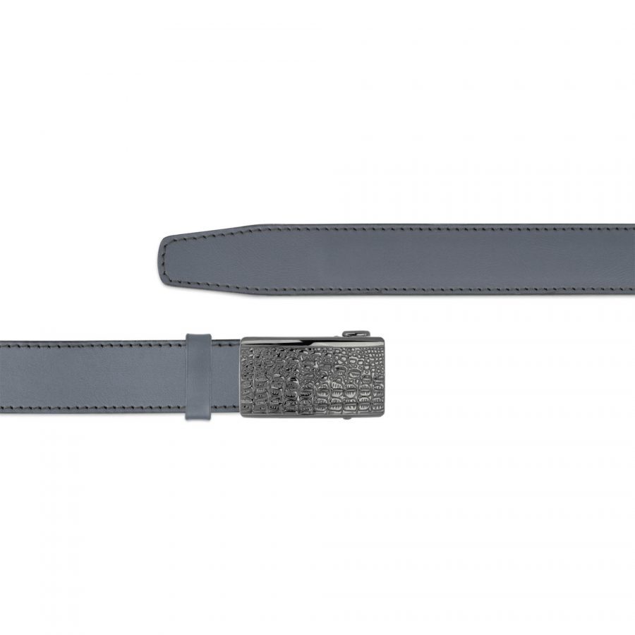 gray mens belt without holes with unique buckle 1