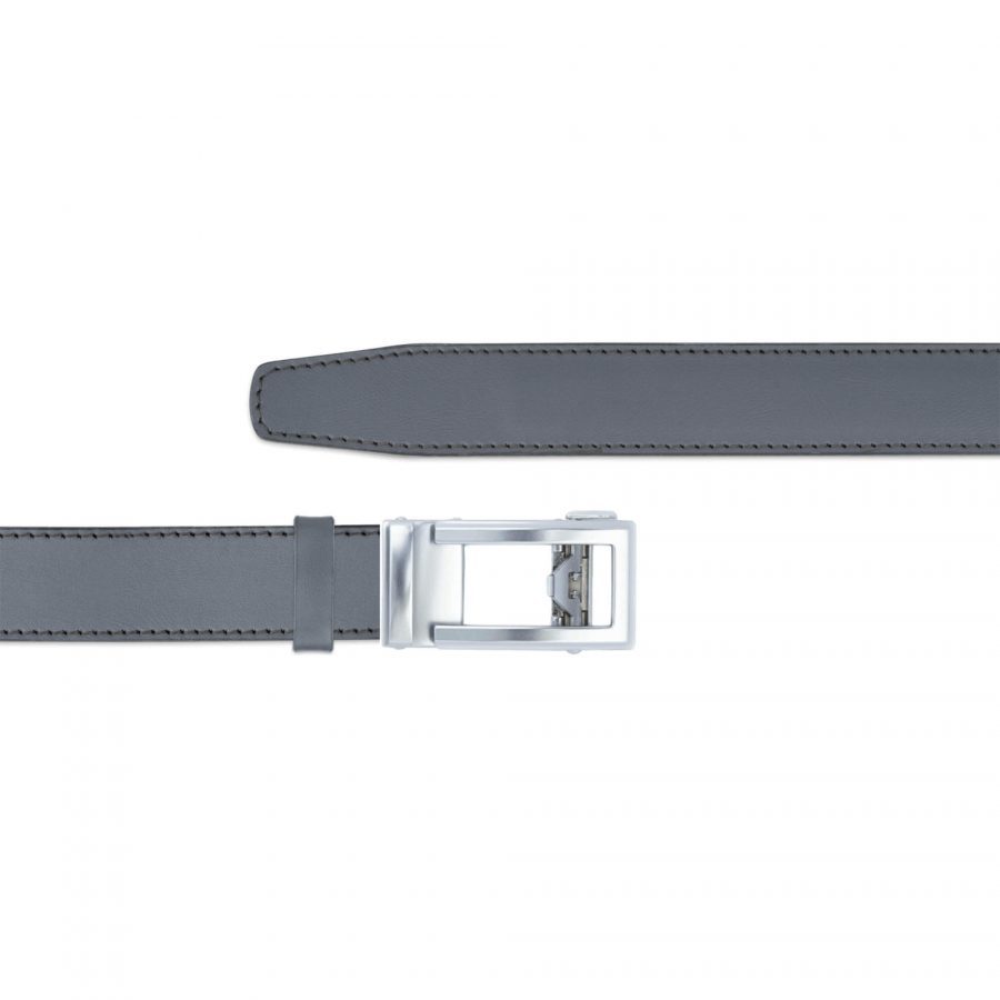 grey mens automatic belt with silver buckle 1