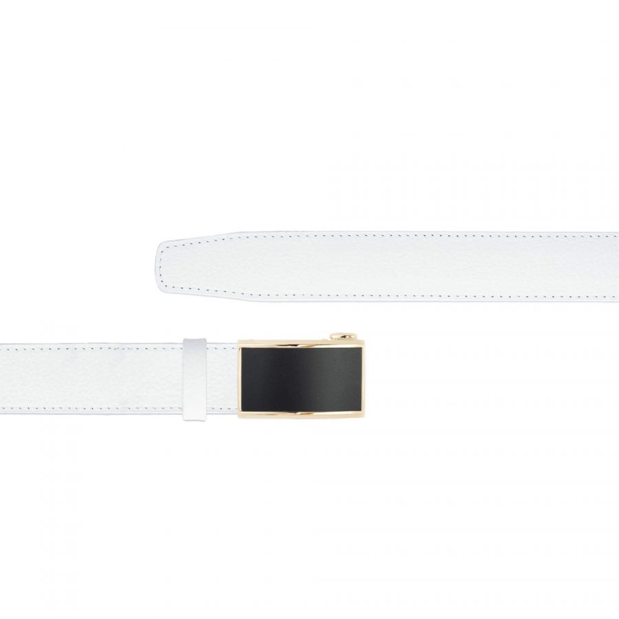mens automatic white belt with gold buckle 1