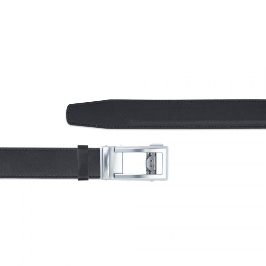 mens black leather comfort click belt with silver buckle 1