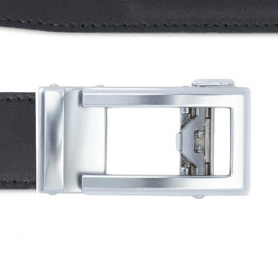 mens black leather comfort click belt with silver buckle copy