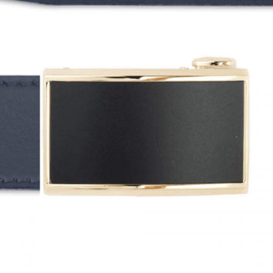 mens blue ratchet belt with golden buckle copy