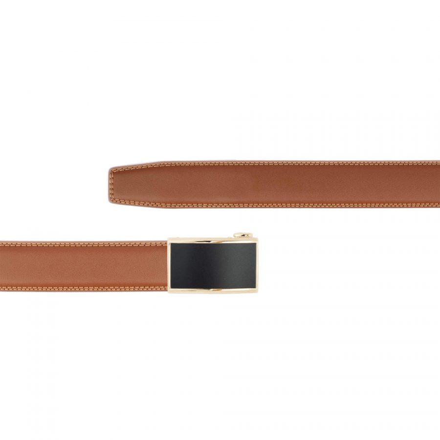 mens brown click belt with gold buckle 1