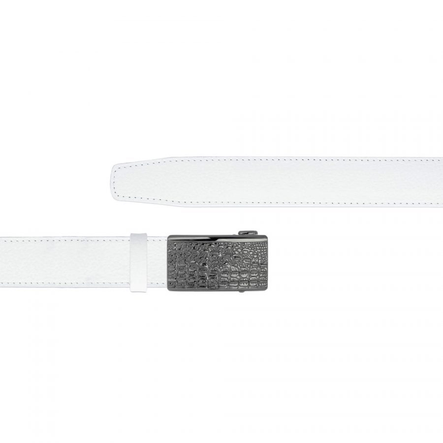mens white click belt with croco design buckle 1