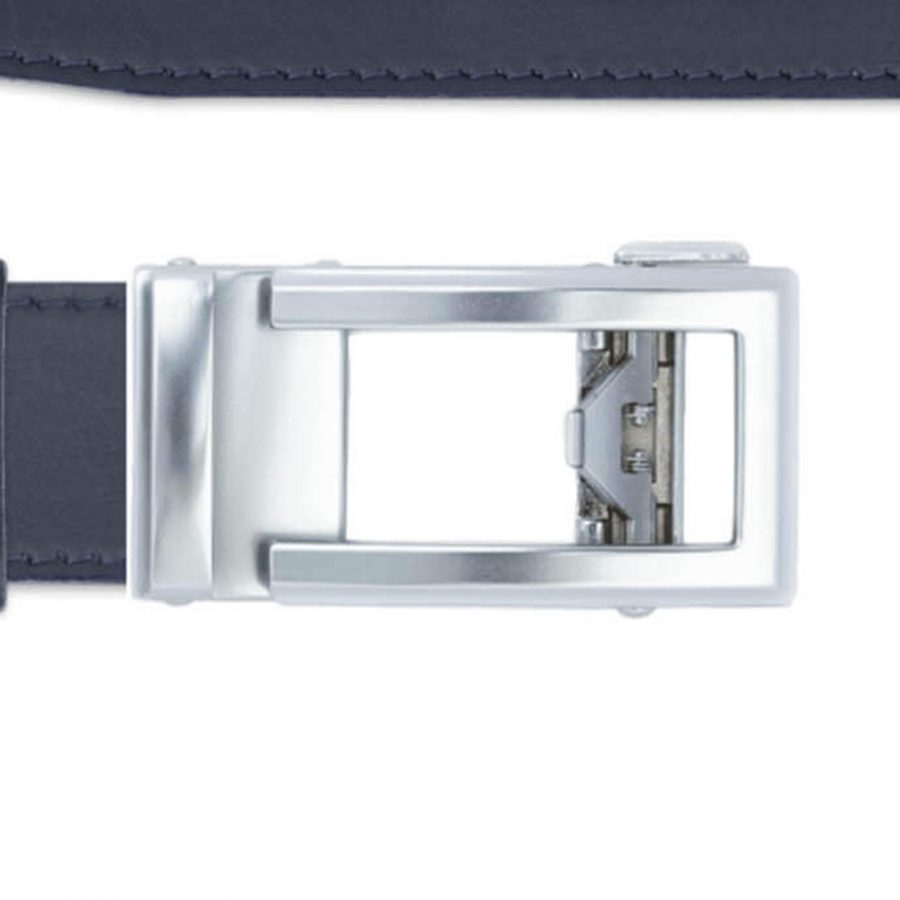 navy blue mens slide belt with silver buckle copy