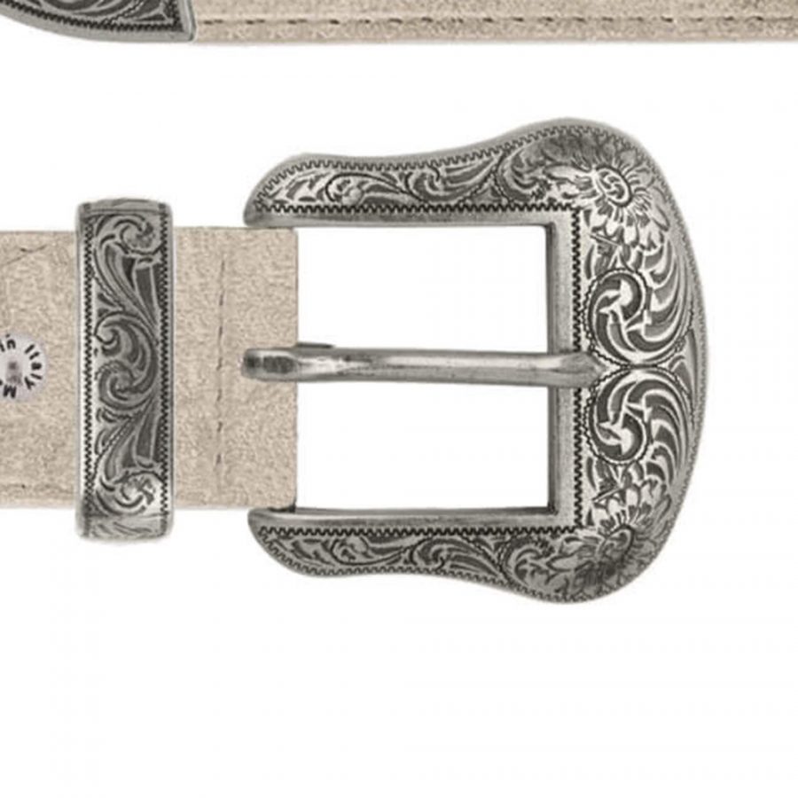 taupe suede western belt with silver buckle copy